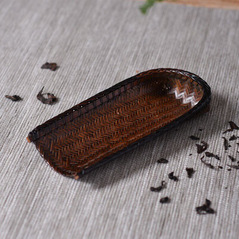 精工赏茶荷 簸箕形状竹编茶则 茶铲 出口日本级品质 高端茶道零配