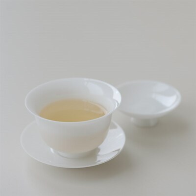 闻说冰玉白瓷盖碗 羊脂玉釉三才盖碗单个白瓷泡茶碗茶杯薄胎茶具