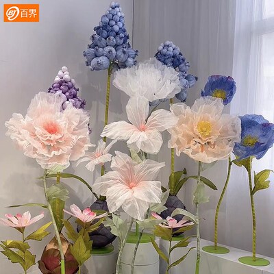 大型手工花开合花套系场景搭配商场布置橱窗美陈婚礼现场装饰道具