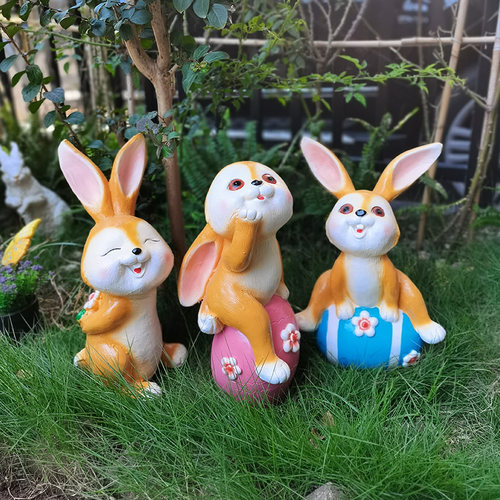 花园装饰摆件创意卡通兔子雕塑户外庭院小院子布置幼儿园景观装饰