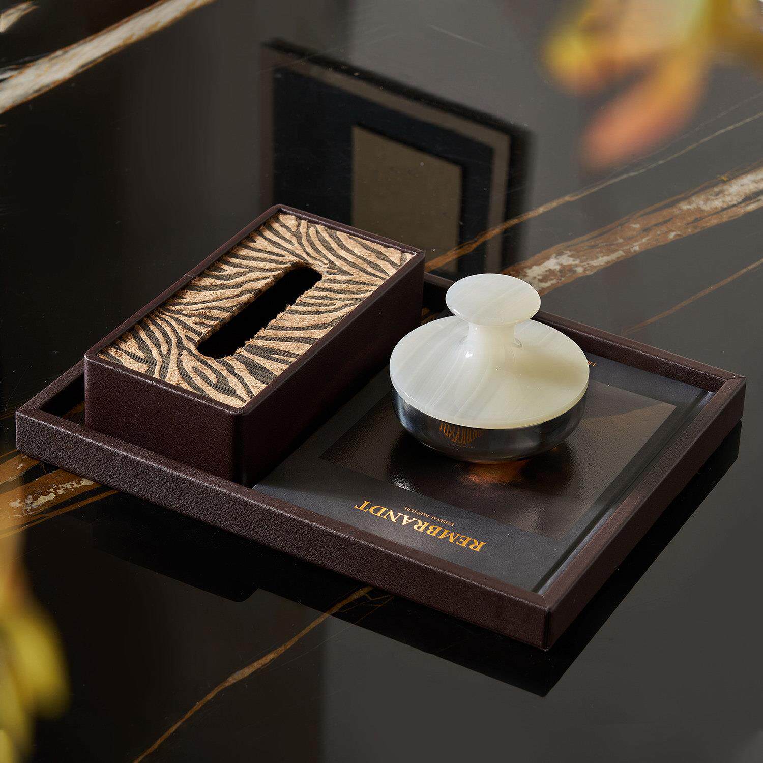 集设样板间组沙发茶几ZOI托盘放杯装饰饰摆件邸高家茶居纸巾盒装