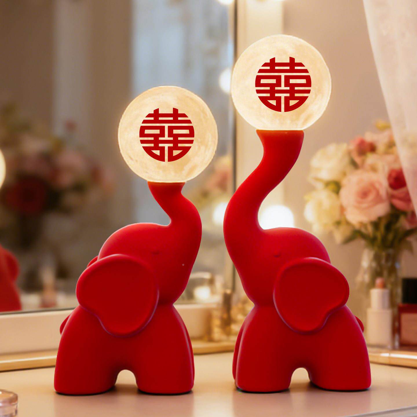 长婚明灯大象一对新结BJ2115X礼物送新人娘新婚闺蜜订婚台灯卧室