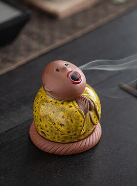 创小和尚盘香炉可意爱薰炉室摆件禅意家用内沉香檀香ZYF-1512香熏