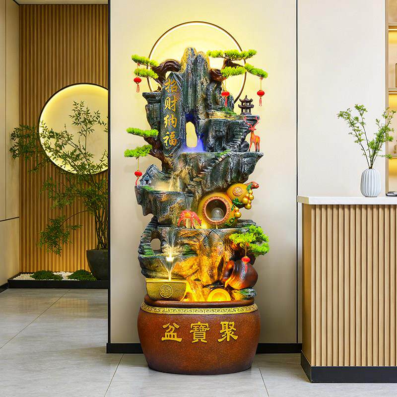 客招财宝进假山流落地摆件成品循环水喷泉水玄关厅HNQ开业乔迁礼