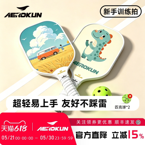 AEROKUN 奥鲲玻璃纤维儿童初学者专用pickelball训练匹克球拍全套