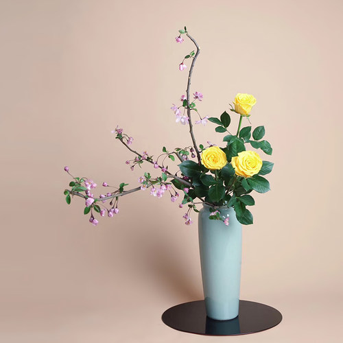 花道小原流投入瓶陶瓷花器插花器皿花道工具花器水培花瓶摆件剑山