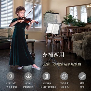 护眼琴谱灯钢琴小提琴乐普练习演出照明台灯可充电LED音乐支架灯