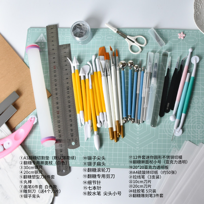 新手翻糖工具套装切割板A3翻糖垫子切割垫雕刻板烘焙糖牌套装垫板