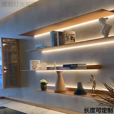 铝合金LED灯发光层板置物架 挂墙壁创意带灯内置书酒架金属储隔板