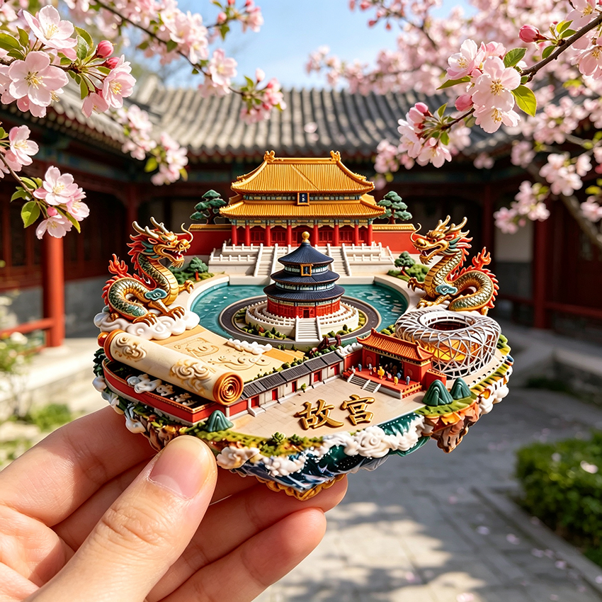 北京故宫冰箱贴浮雕3d立体旅游景点纪念品创意磁吸装饰2026定制
