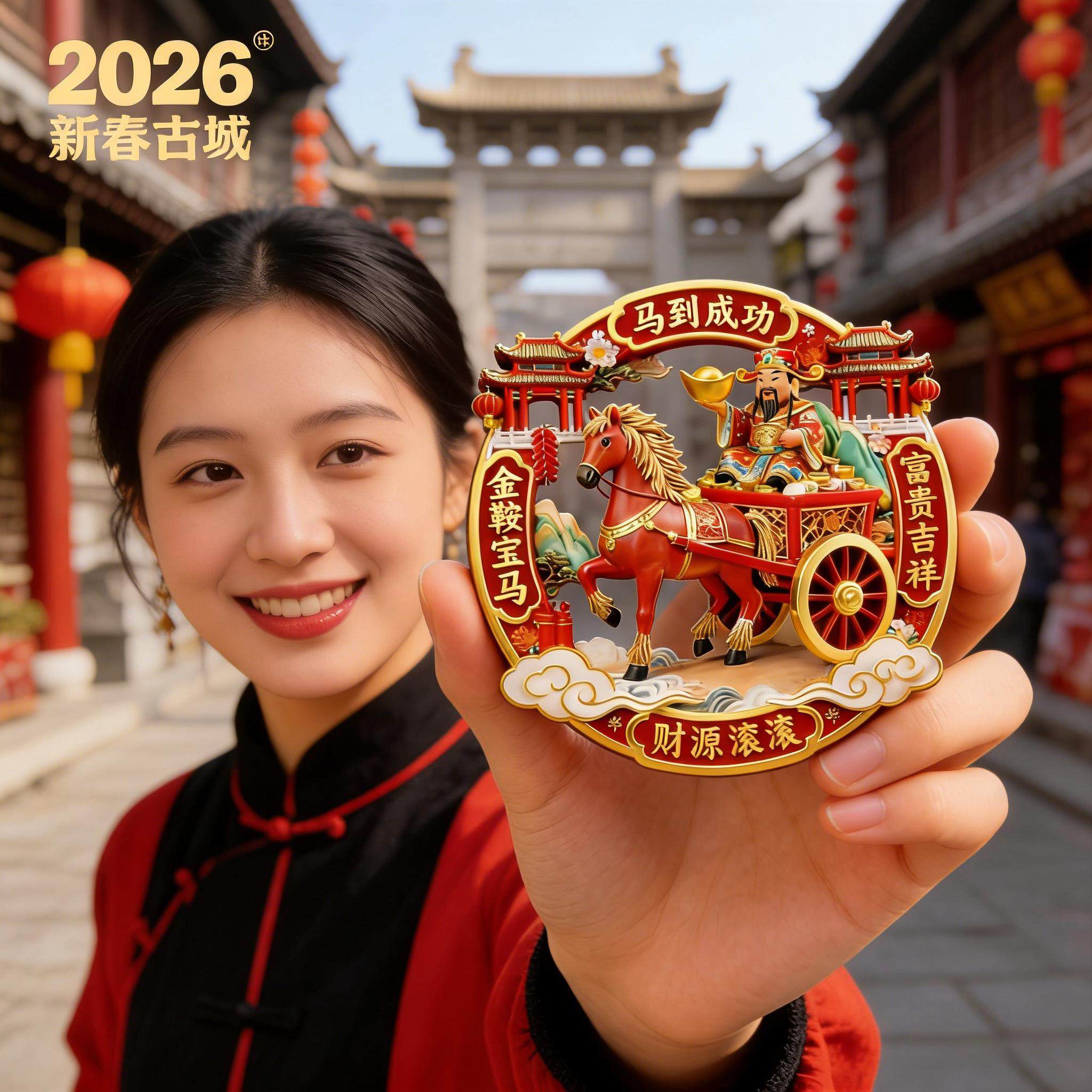 新年冰箱贴3d立体金属浮雕马到成功吉祥款磁吸门贴马年2026款定制
