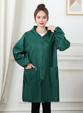 罩衣女工作服薄款外套成人防水防油防污厨房家务用围裙防护衣大褂