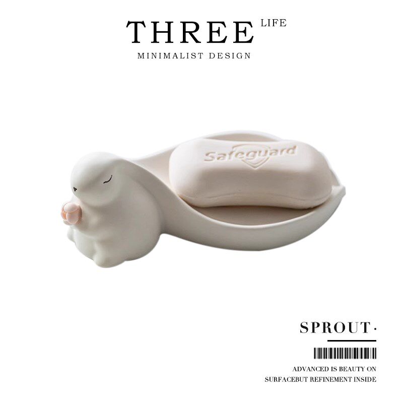 TlifeSprout肥皂盒摆件浴室不积水沥水皂碟收纳大耳朵  萌兔