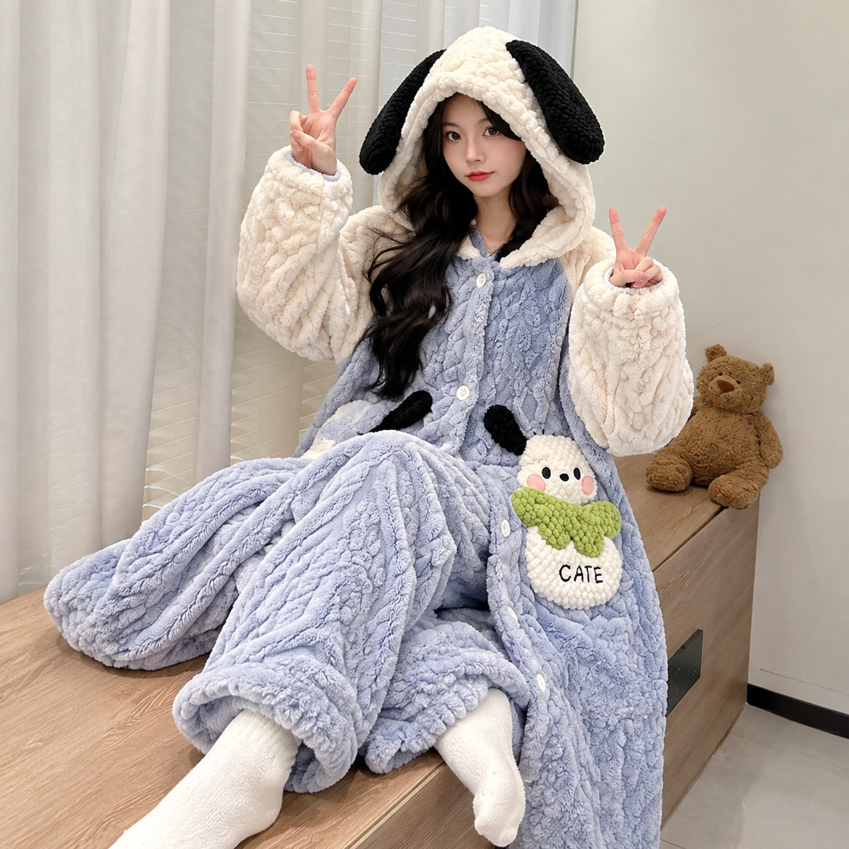 【加绒加厚】保暖连帽睡衣女款2026爆款冬季珊瑚绒可外穿家居服套