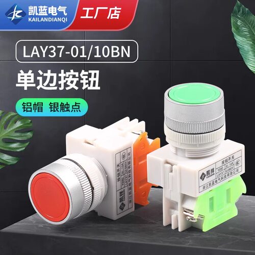 启动停止按钮 LAY37-10/01BN开关自复位Y090平头按钮一常开/常闭