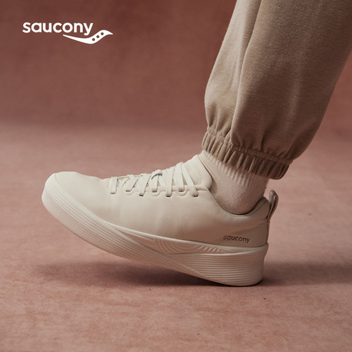 Saucony索康尼WHITE PRM 头层牛皮革都市通勤板鞋舒适百搭休闲鞋