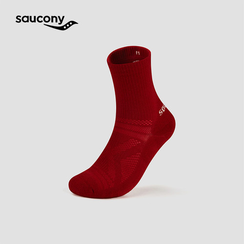 Saucony索康尼日常训练运动袜子休闲百搭中筒袜红色本命年跑步袜