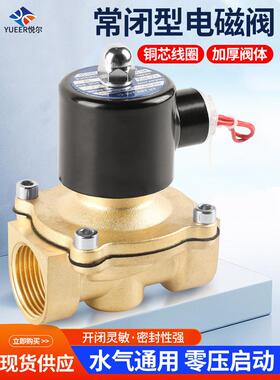常闭电磁阀电子开关水管自动控制水阀气阀DN15 4分220v24v铜线圈