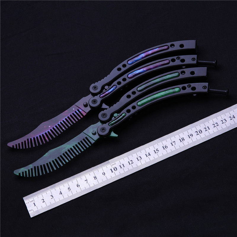 CSGO周边蝴蝶刀甩刀全钢蝴蝶耍刀折叠蝴蝶训练练习刀未开刃不锋利