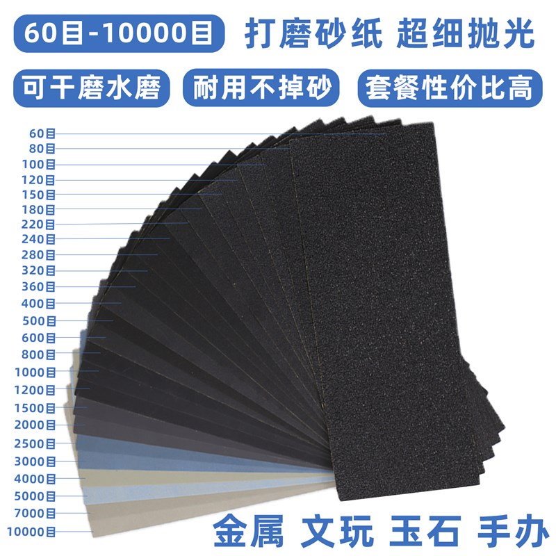 砂纸文玩打磨抛光木头沙砂纸神器墙面干湿水磨专用套装超细2000目图片