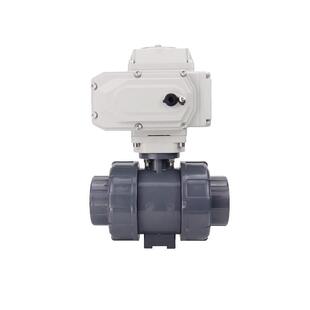 Q921F-16S电动Upvc球阀双油球阀胶粘剂化学Pvc塑料阀体耐酸碱腐蚀