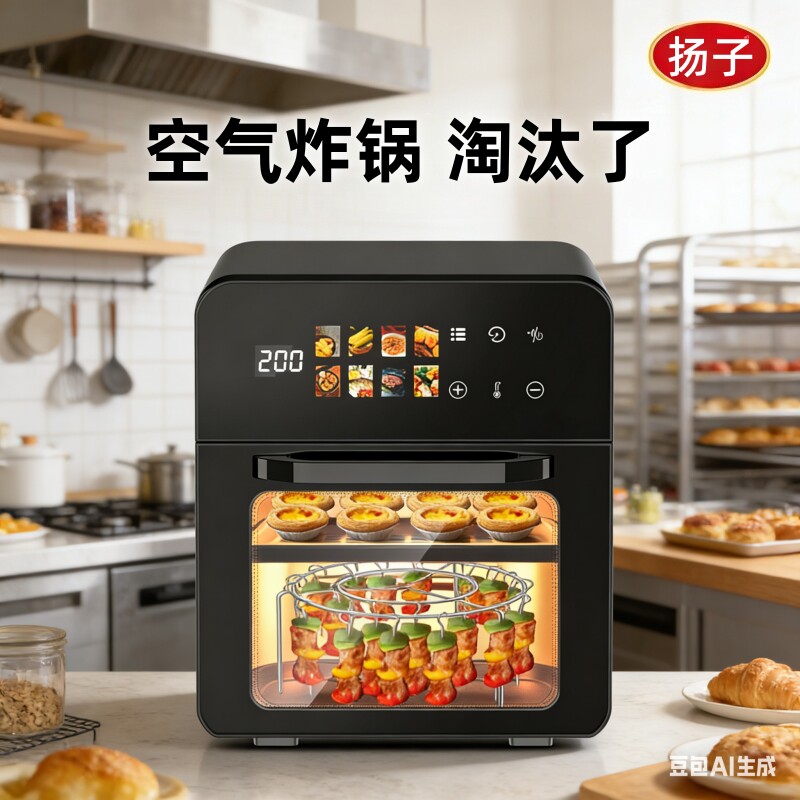 扬子新款家用电烤箱小型烘焙专用空气炸锅微波炉蒸烤三合一体机