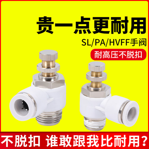 SA节流阀气动可调SL4-M5单向6-01管道10MM气缸调速阀8-02气管接头