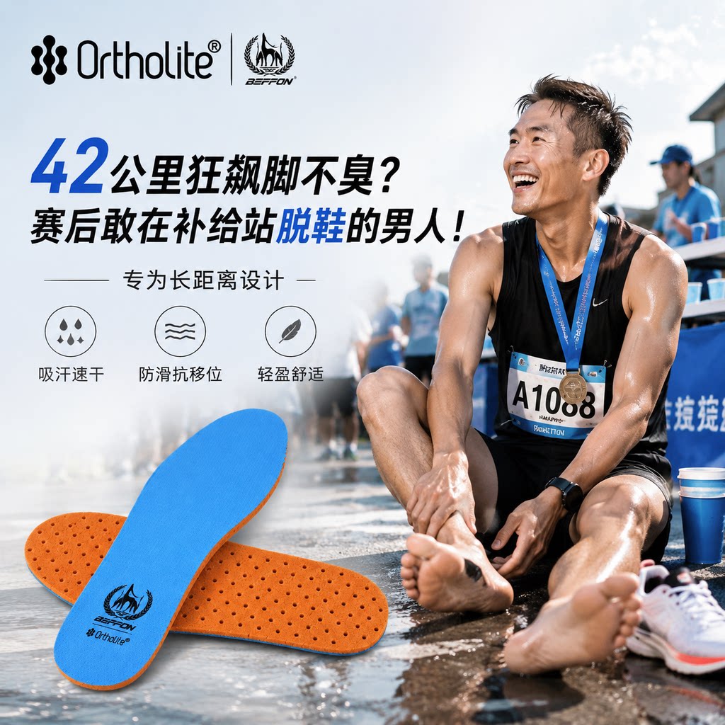 欧索莱男士防臭抗菌吸汗快干鞋垫图片