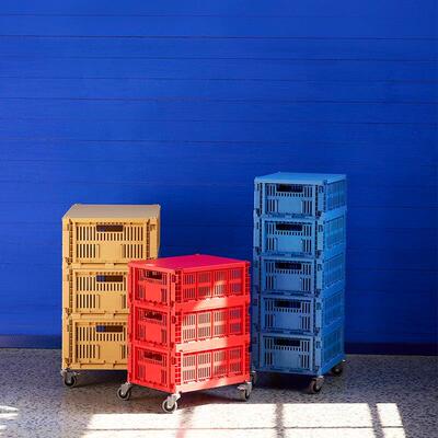 丹麦HAY colour crate lid&wheels折叠筐配套 盖子脚轮 可移动