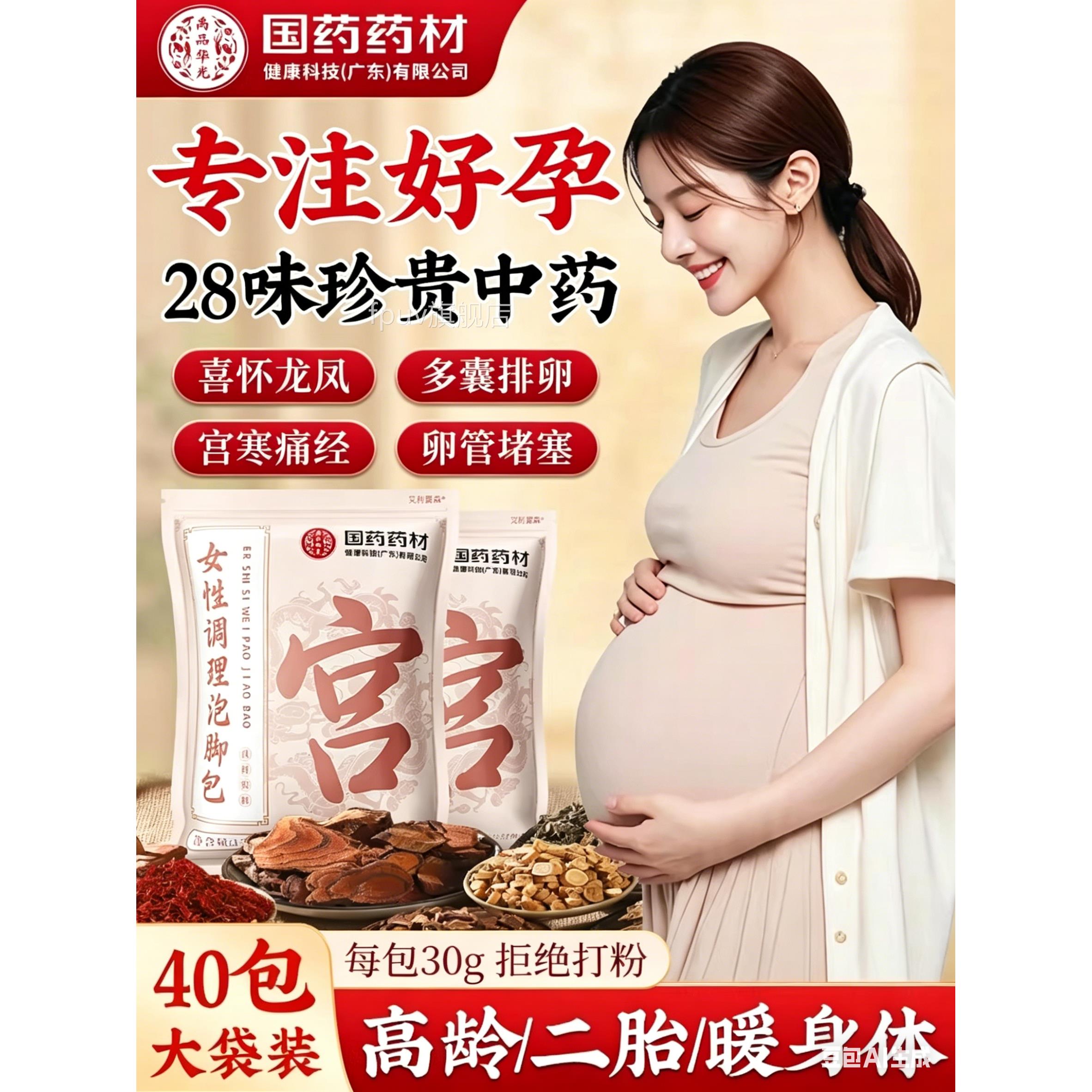 备孕泡助脚的药包湿气排睡眠助孕艾草调理多囊促排提高卵子质量旗