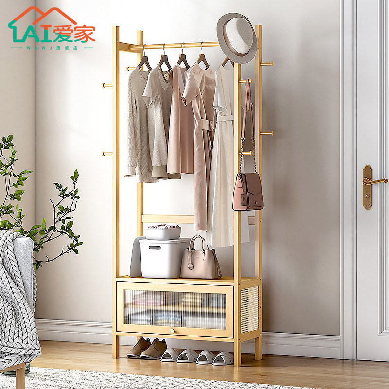 儿童转角门口衣帽架鞋柜鞋架一体落地卧室拐角落多功能客厅挂衣架
