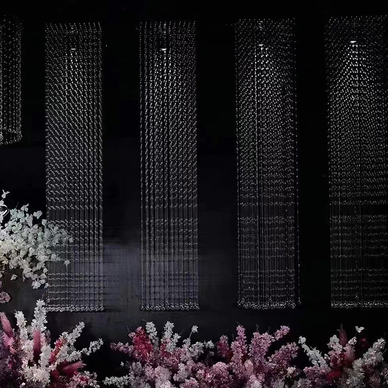 婚庆道具镂空水晶珠帘分段珠串珠链婚礼菠萝珠线帘子舞台背景装饰
