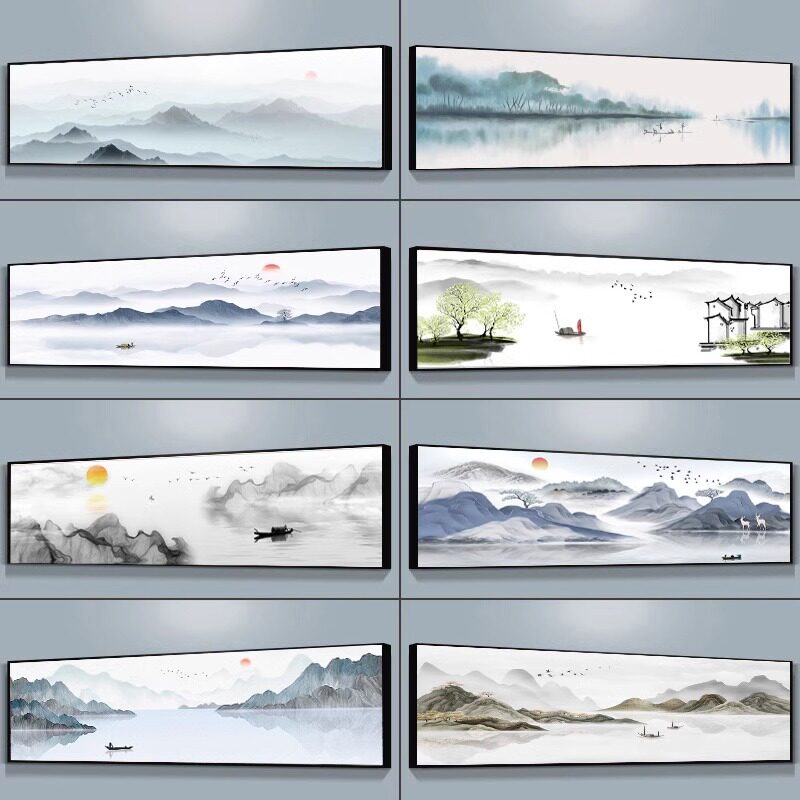 新中式卧室装饰画主卧床头挂画客厅沙发背景山水画禅意茶室水墨画