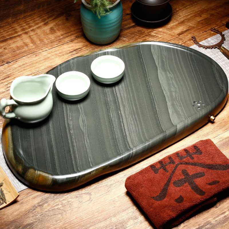 原石茶盘办公室家用茶具套装石头茶台砚台功夫茶储水茶桌非乌金石