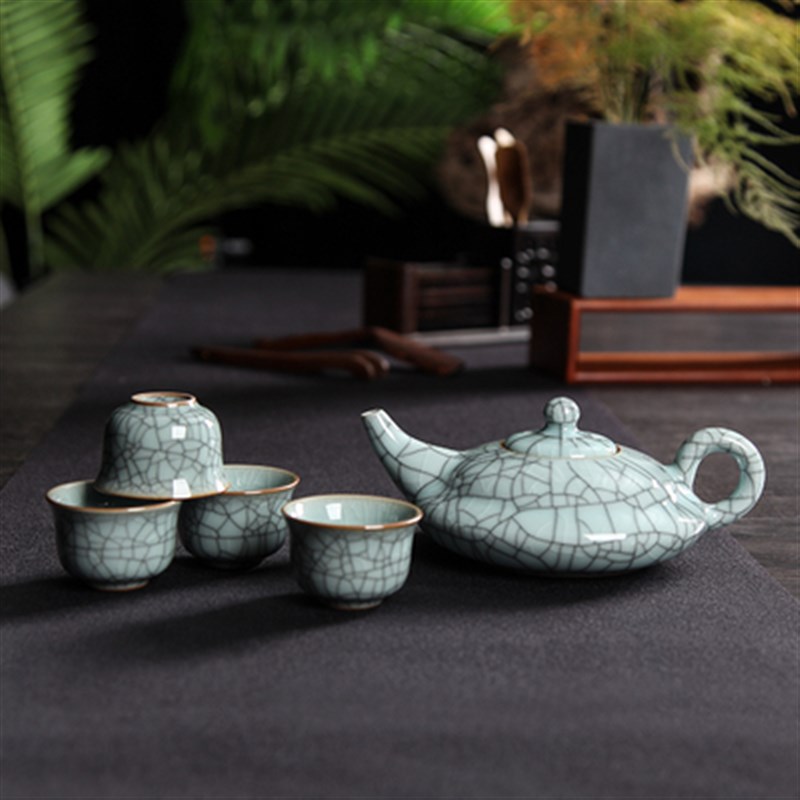 青瓷功夫茶具一壶四杯套装手工陶瓷泡茶壶单壶两茶杯整套家用