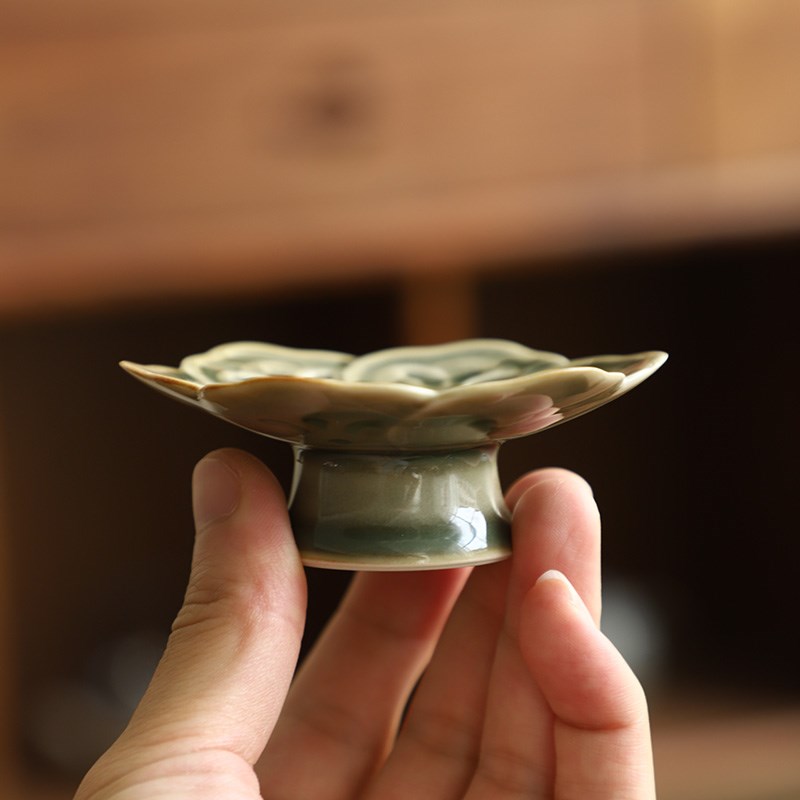 德化陶瓷【杯垫】青瓷/高足/隔热杯托/中式功夫茶具配件/茶道零配图片
