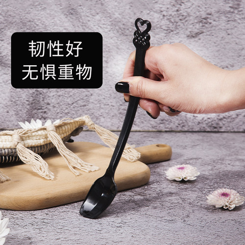 21cm长柄水果茶叉勺单独包装塑料烧仙草勺奶茶店专用一次性长勺子