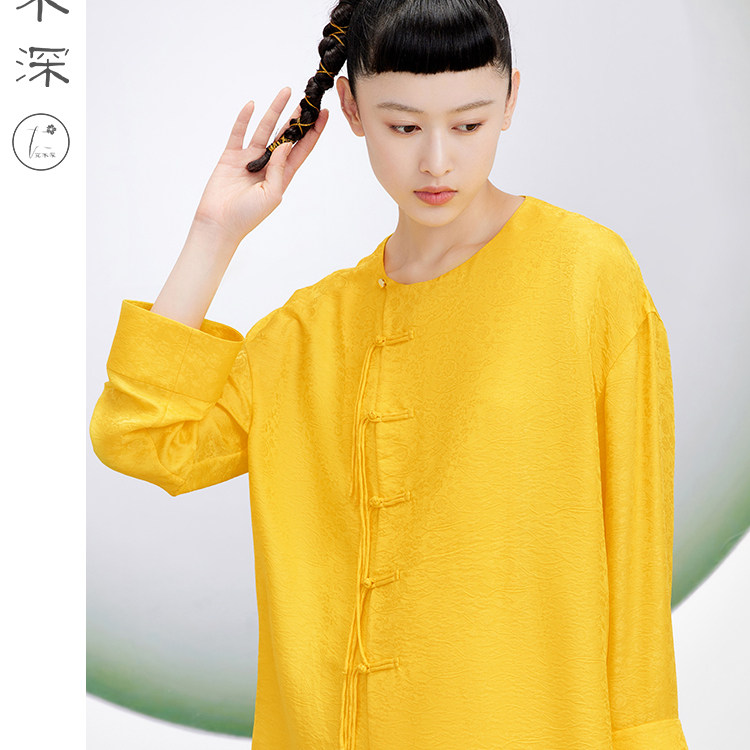 复古改良中式盘扣真丝上衣唐装图片