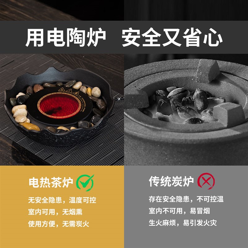 冬季新款围炉煮茶家用室内全套煮酒电陶炉烤茶炉煮茶器玻璃泡茶壶