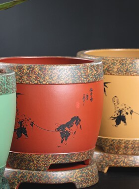 精品紫砂花盆网红款花卉绿植盆景兰花盆君子兰盆阳台仿古室内桌面