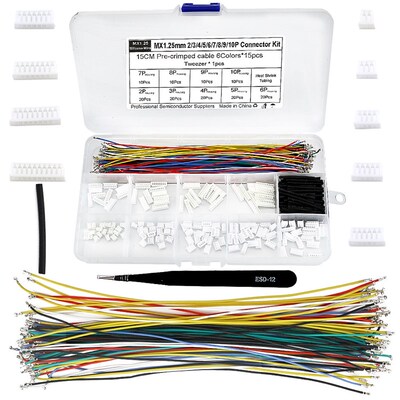 MX1.25MM 公针压接连接器 2345678910P公头带端子电缆线6种色15CM