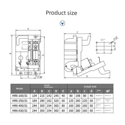 Hr6保险丝隔离开关160A刀式保险丝开关63A100A630A250A400A500A人