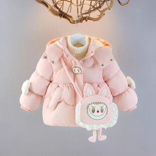 女童冬装棉衣洋气时髦女宝宝棉袄加绒加厚小女孩冬季羽绒棉服外套