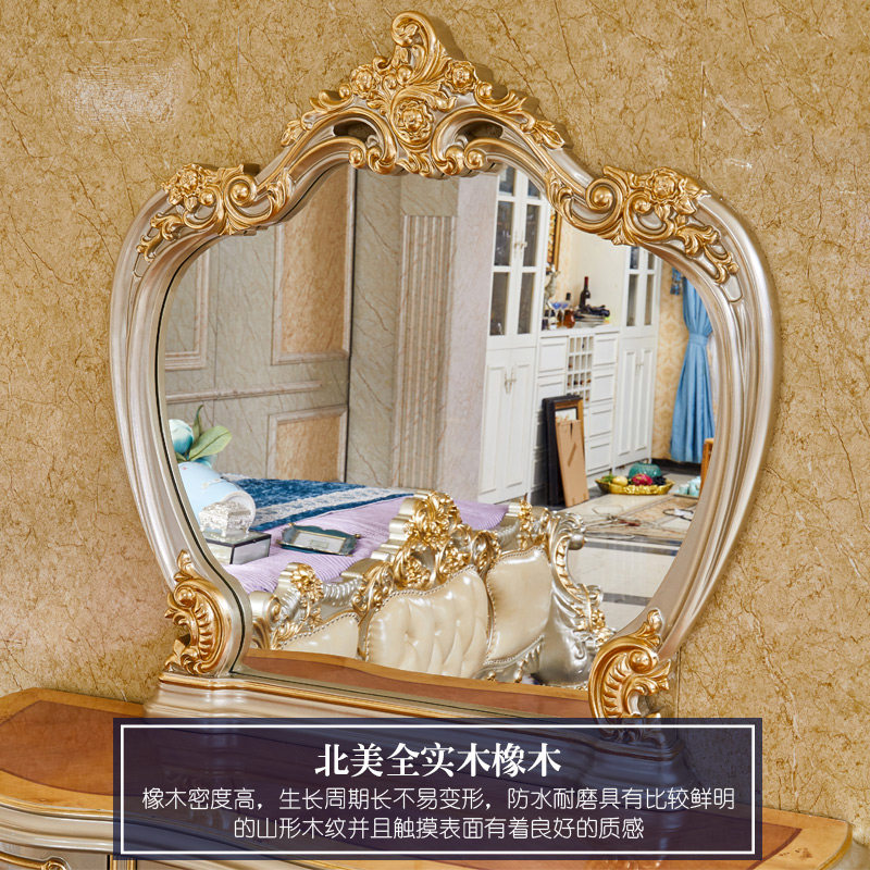 欧式金色梳妆台 美式别墅公主卧室实木化妆桌妆镜梳妆多功能妆台