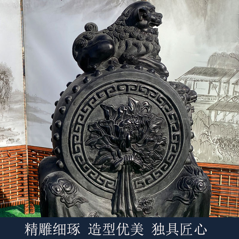 石雕门墩牡丹花开富贵抱鼓石一对狮子貔貅麒麟门前石头门挡石定制