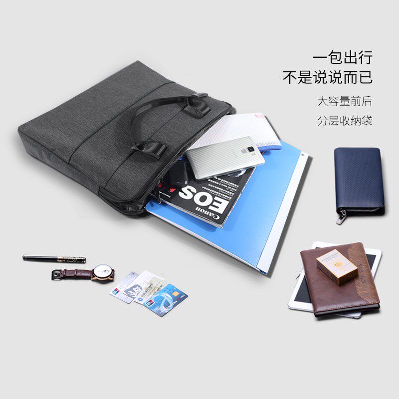 杰利 a4文件包帆布公文包手提文件袋学生用补习袋 男士商务女资料