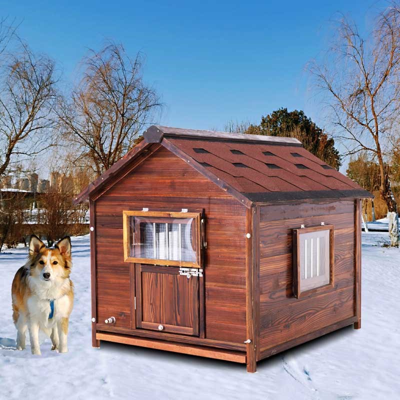 狗窝户外实木防水狗屋四季通用狗别墅犬舍大型犬狗房子冬室外防雨