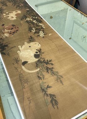 宋徽宗赵佶 耄耋图 猫蝶图古代名人绢布工笔花鸟走兽国画高清微喷
