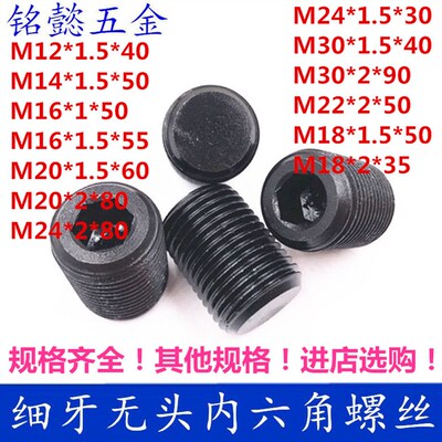 12.9级细牙紧定平端无头内六角紧顶螺钉M12X1M12X1.5M16X1M24X2