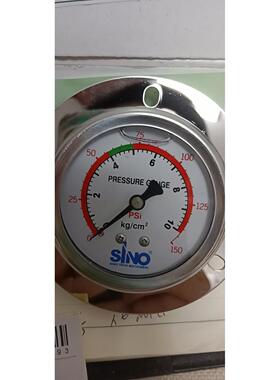 台湾东泰冲床超覆合压力表0-10kg/cm²150psi轴向耐震充油5-6绿标